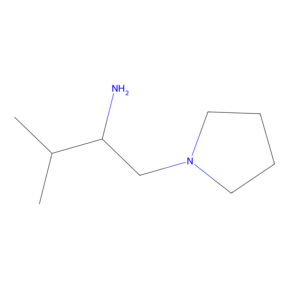3-Methyl-1-(pyrrolidin-1-yl)butan-2-amine molecular structure, CAS 1020937-75-0
