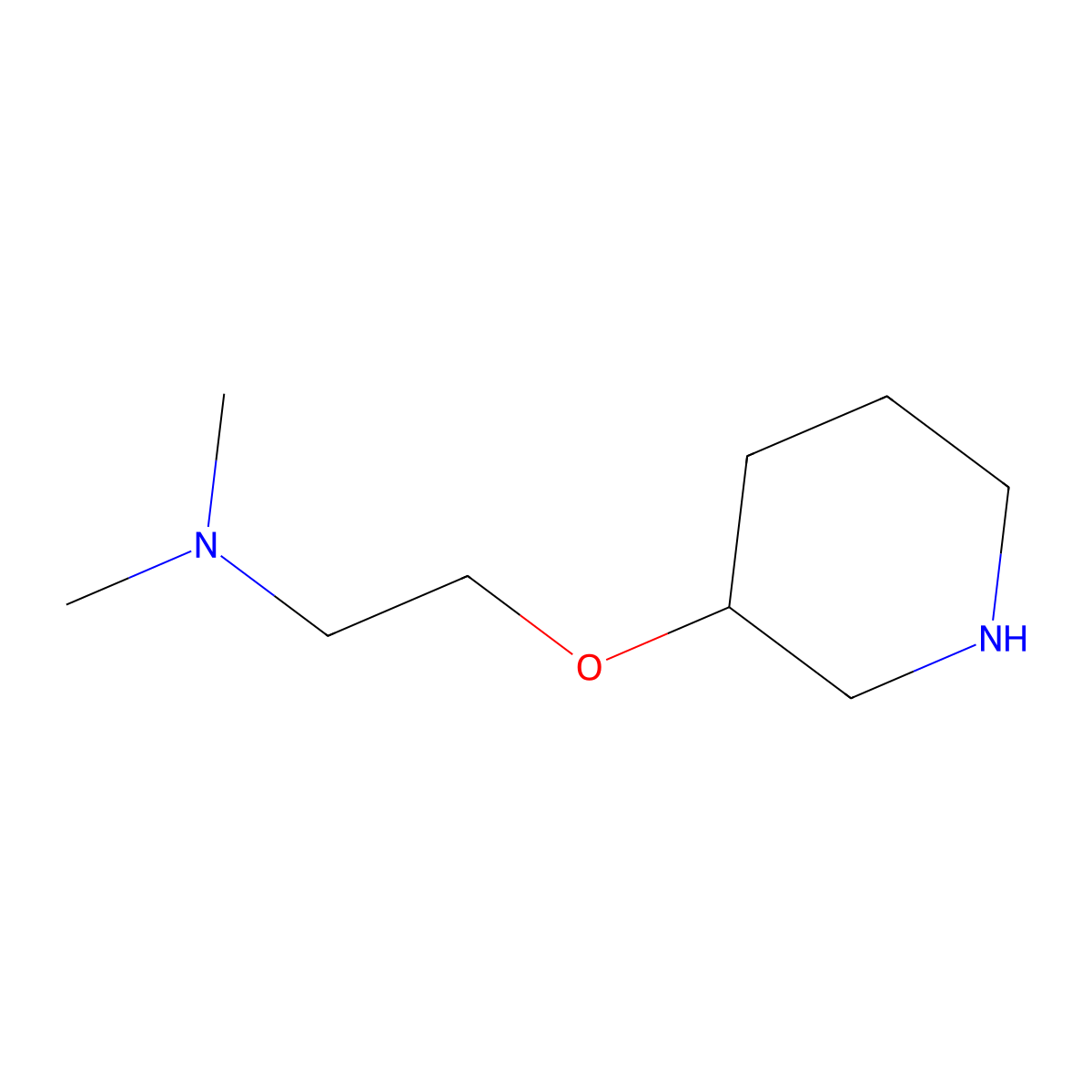 Dimethyl(2-(piperidin-3-yloxy)ethyl)amine molecular structure, CAS 1020943-38-7