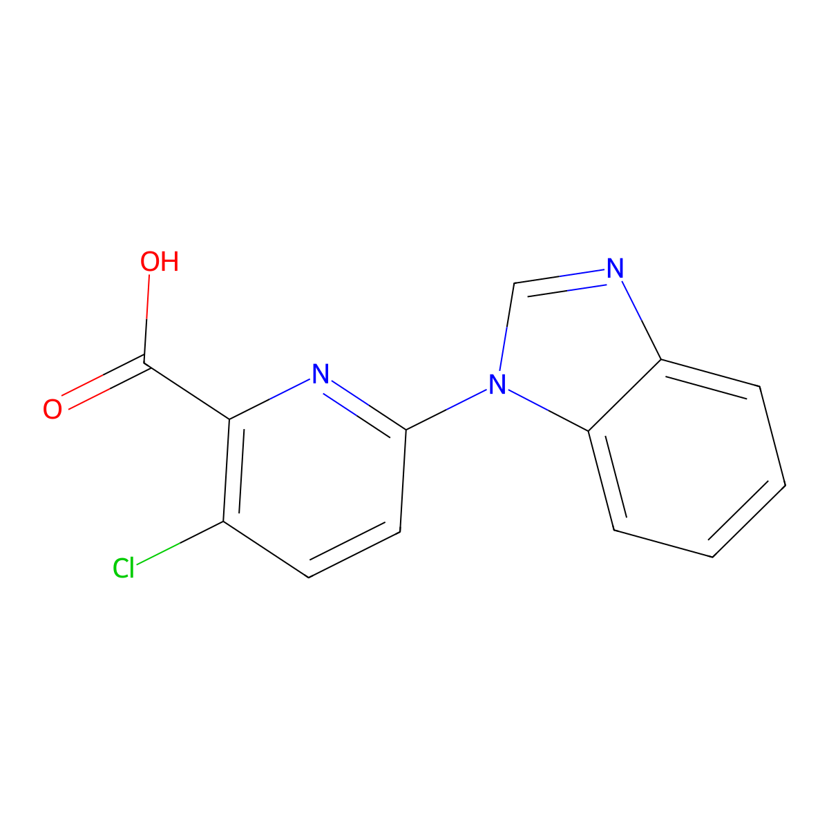 6-(1H-1,3-benzodiazol-1-yl)-3-chloropyridine-2-carboxylic acid molecular structure, CAS 1020945-76-9