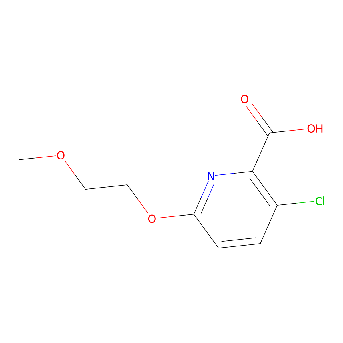3-Chloro-6-(2-methoxyethoxy)pyridine-2-carboxylic acid molecular structure, CAS 1020947-39-0