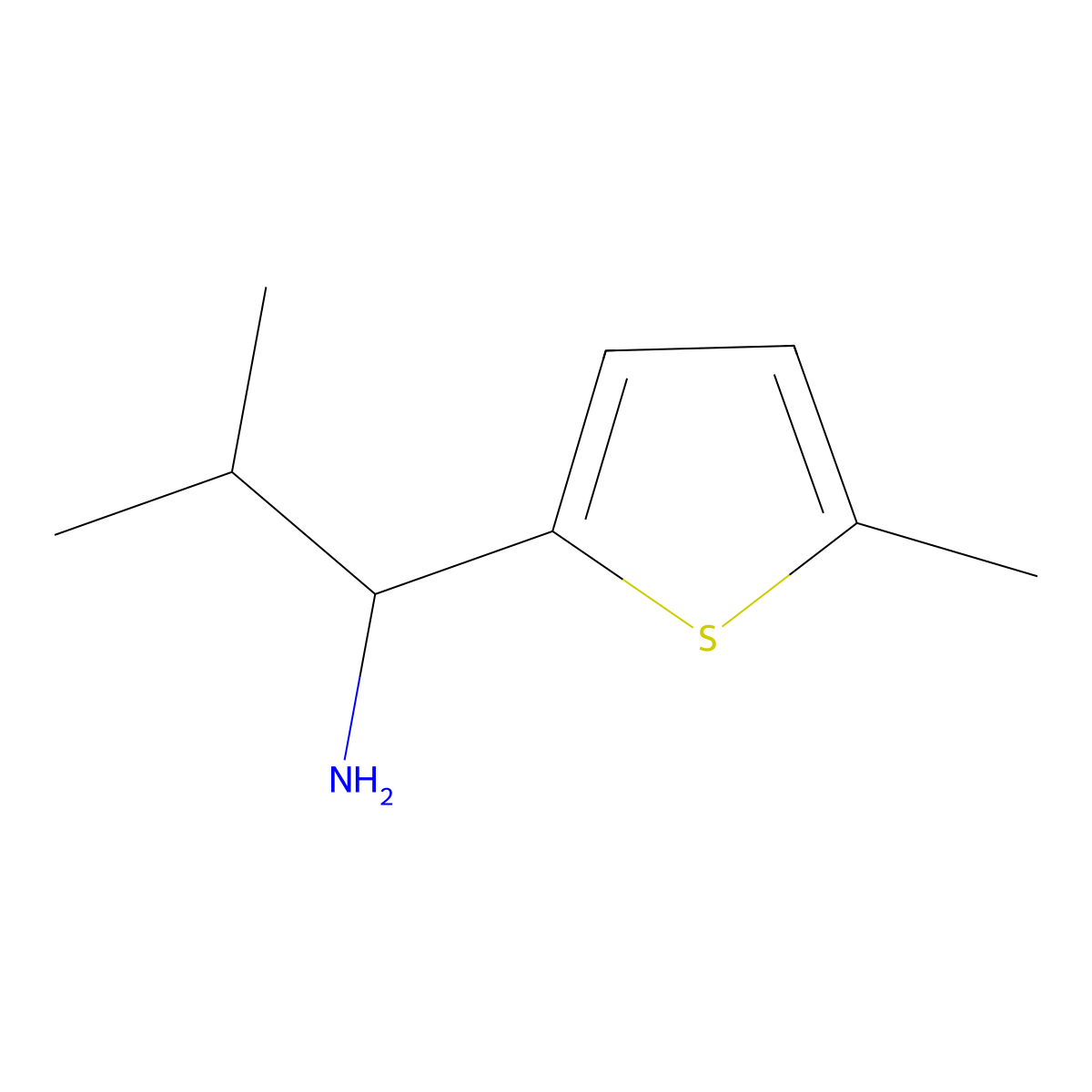 2-Methyl-1-(5-methylthiophen-2-yl)propan-1-amine molecular structure, CAS 1020947-41-4