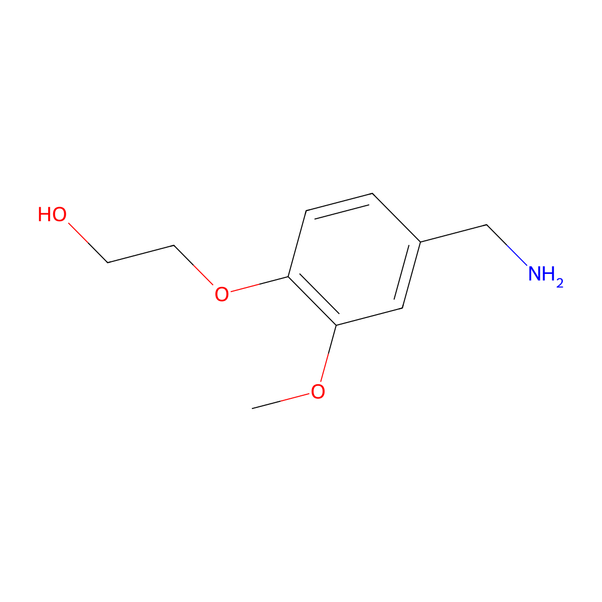 2-[4-(Aminomethyl)-2-methoxyphenoxy]ethan-1-ol molecular structure, CAS 1020951-60-3