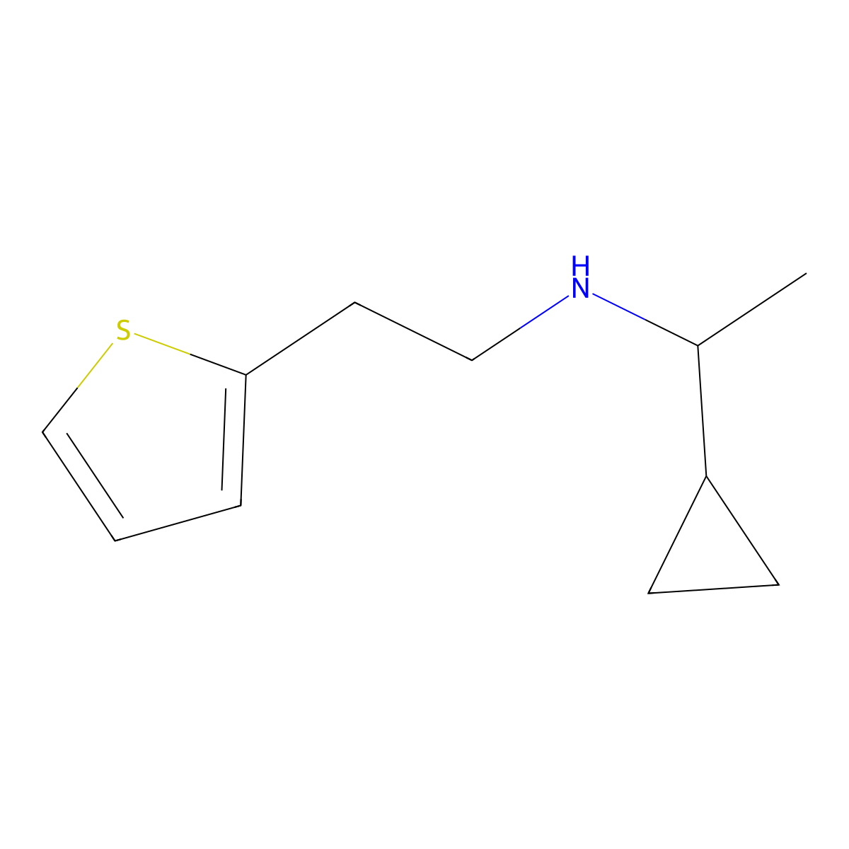 (1-Cyclopropylethyl)[2-(thiophen-2-YL)ethyl]amine molecular structure, CAS 1020952-79-7