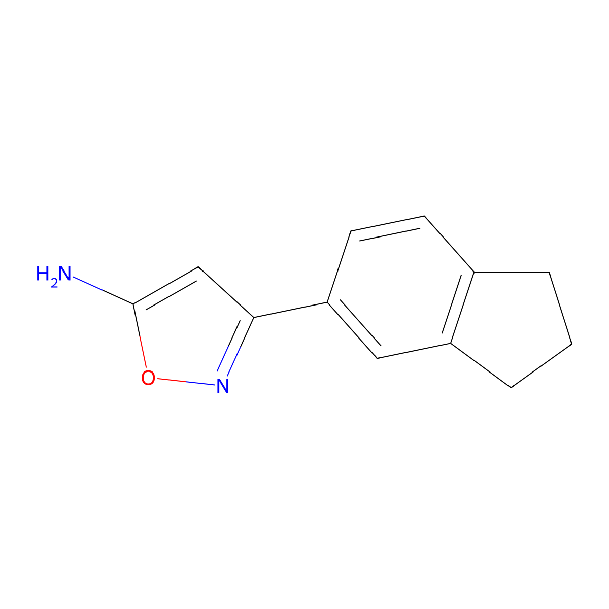 3-(2,3-dihydro-1H-inden-5-yl)-1,2-oxazol-5-amine molecular structure, CAS 1020955-13-8