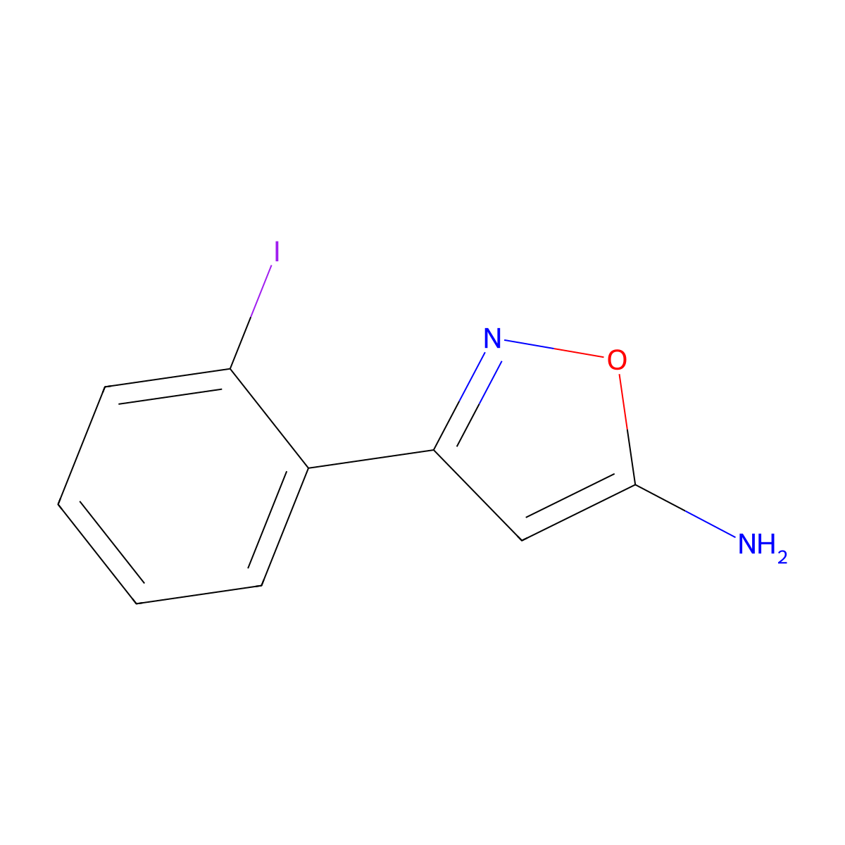 3-(2-Iodophenyl)-1,2-oxazol-5-amine molecular structure, CAS 1020955-28-5