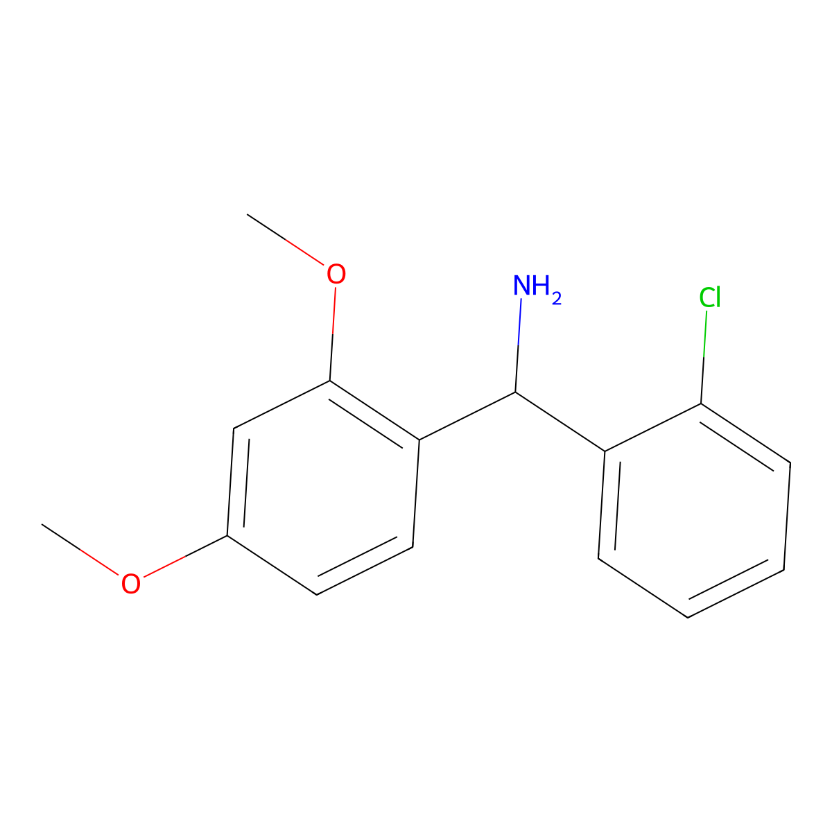 (2-Chlorophenyl)(2,4-dimethoxyphenyl)methanamine molecular structure, CAS 1020955-40-1