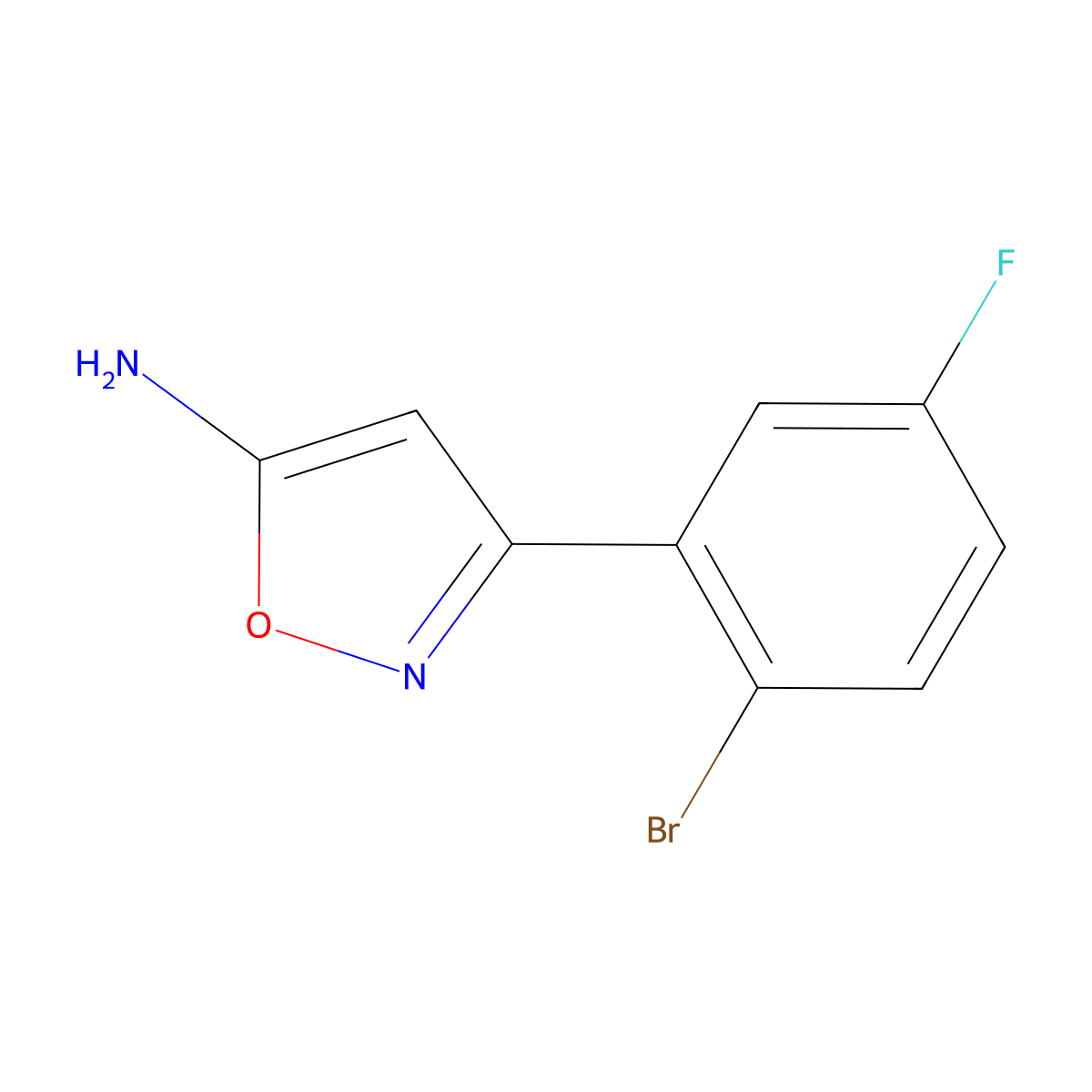 3-(2-Bromo-5-fluorophenyl)isoxazol-5-amine molecular structure, CAS 1020955-44-5