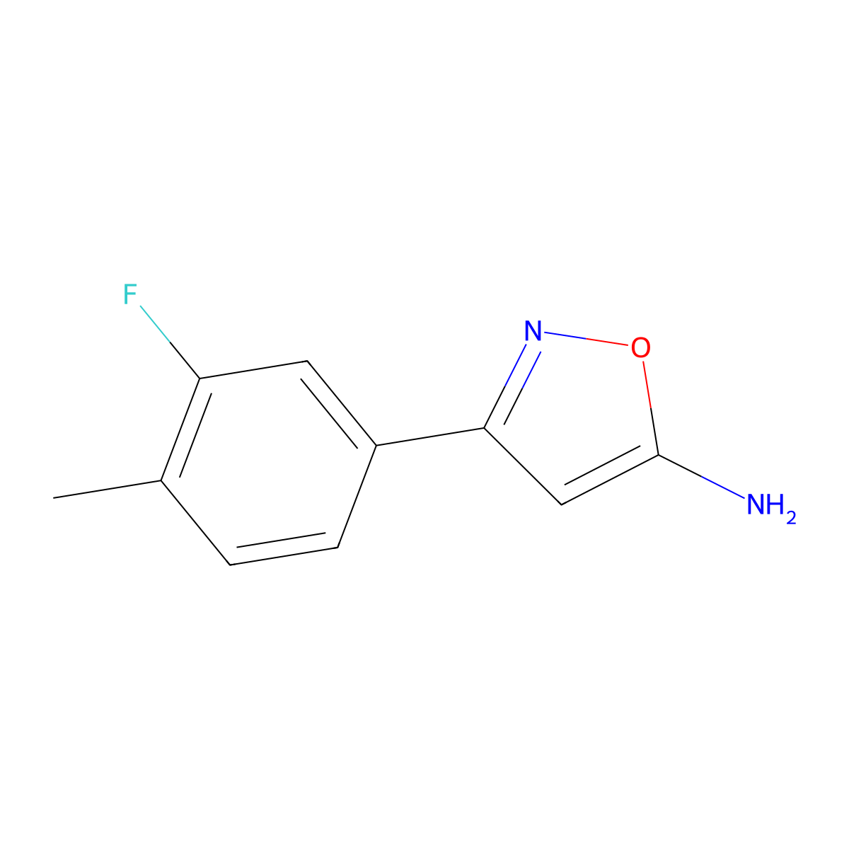 3-(3-Fluoro-4-methylphenyl)-1,2-oxazol-5-amine molecular structure, CAS 1020955-76-3