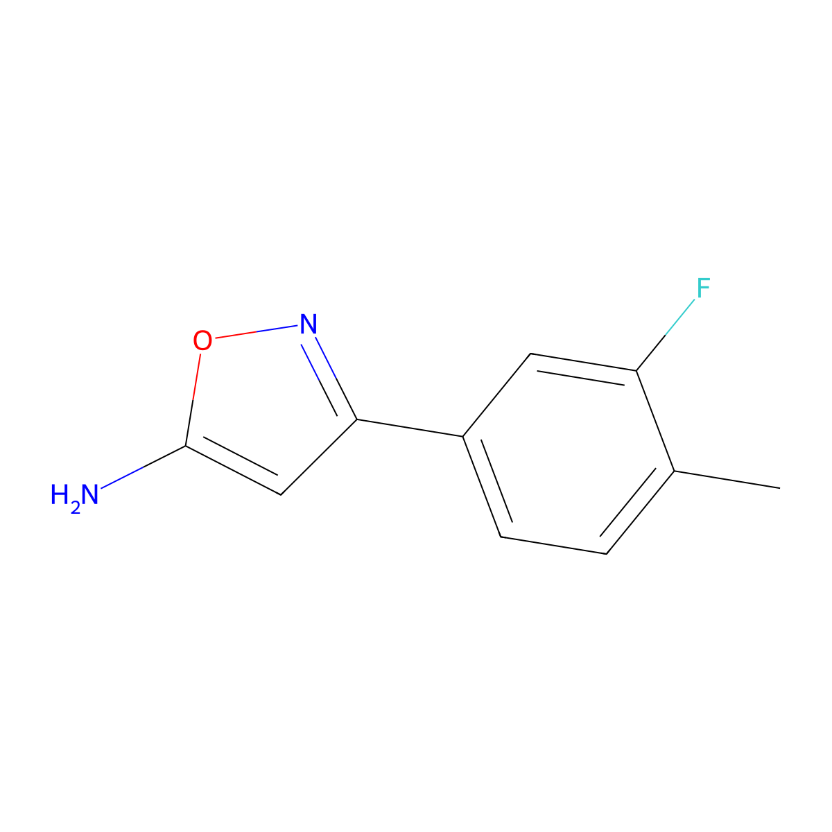 3-(3-Fluoro-4-methylphenyl)-1,2-oxazol-5-amine molecular structure, CAS 1020955-76-3