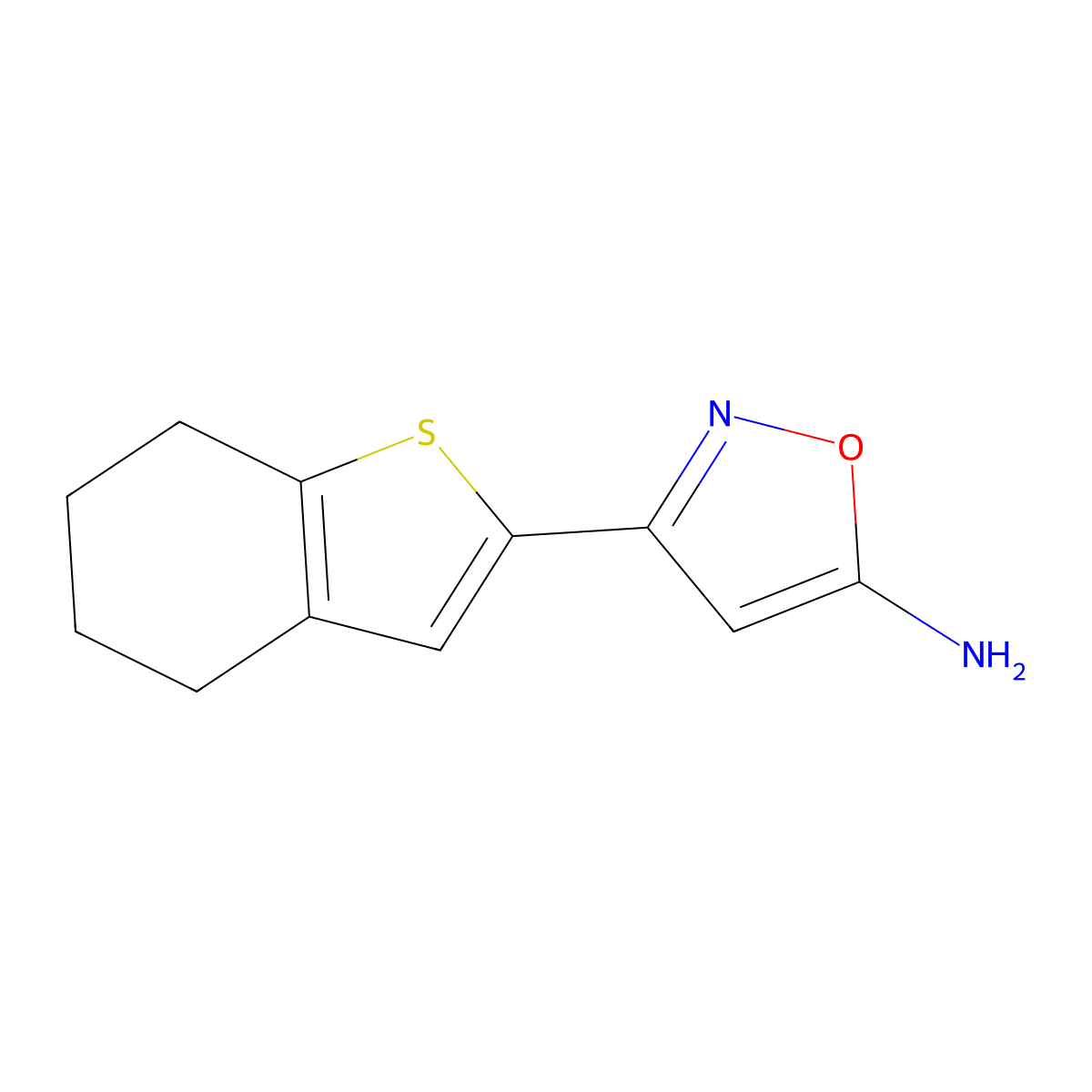 3-(4,5,6,7-Tetrahydrobenzo[b]thiophen-2-yl)isoxazol-5-amine molecular structure, CAS 1020955-92-3