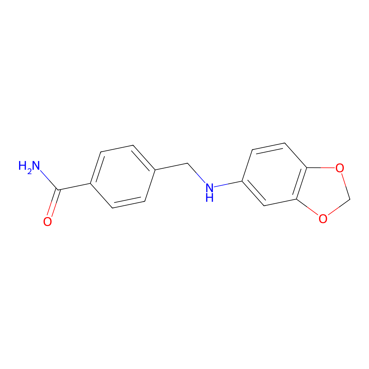 4-{[(1,3-Dioxaindan-5-yl)amino]methyl}benzamide molecular structure, CAS 1020956-33-5
