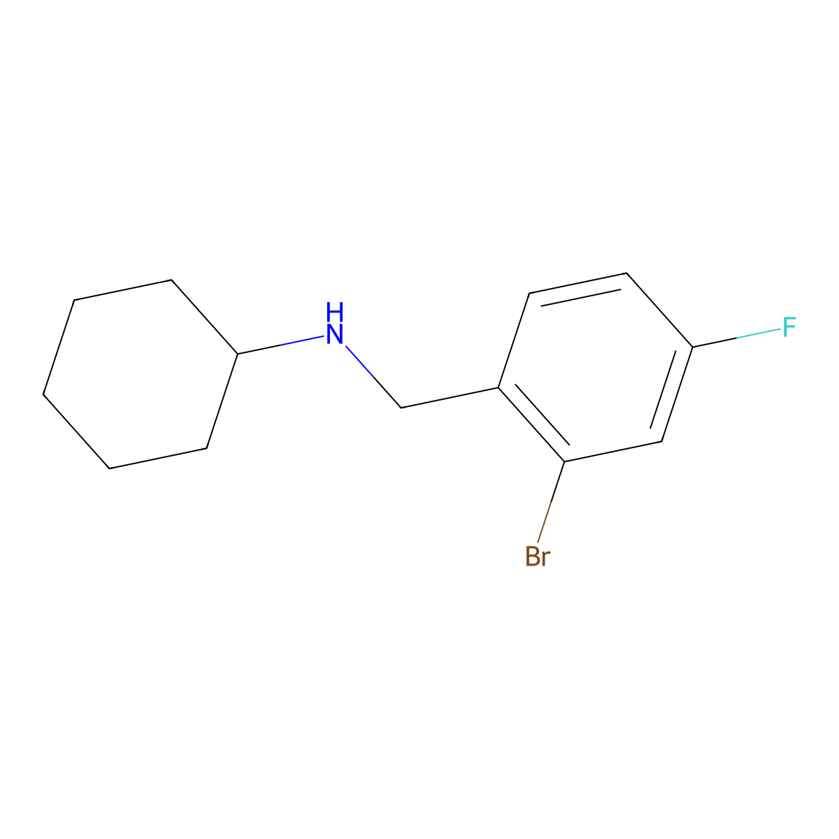 N-[(2-bromo-4-fluorophenyl)methyl]cyclohexanamine molecular structure, CAS 1020957-49-6