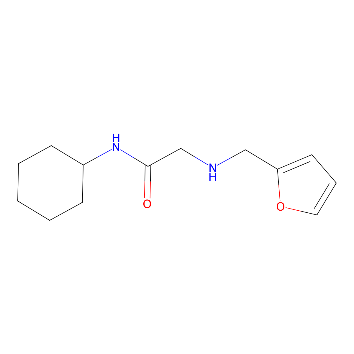 N-cyclohexyl-2-((furan-2-ylmethyl)amino)acetamide molecular structure, CAS 1020958-40-0