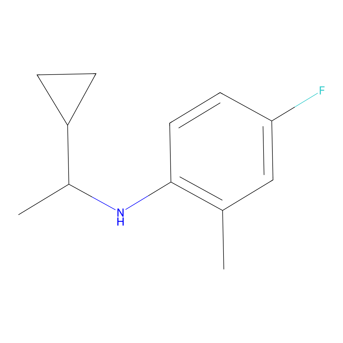 N-(1-cyclopropylethyl)-4-fluoro-2-methylaniline molecular structure, CAS 1020961-24-3