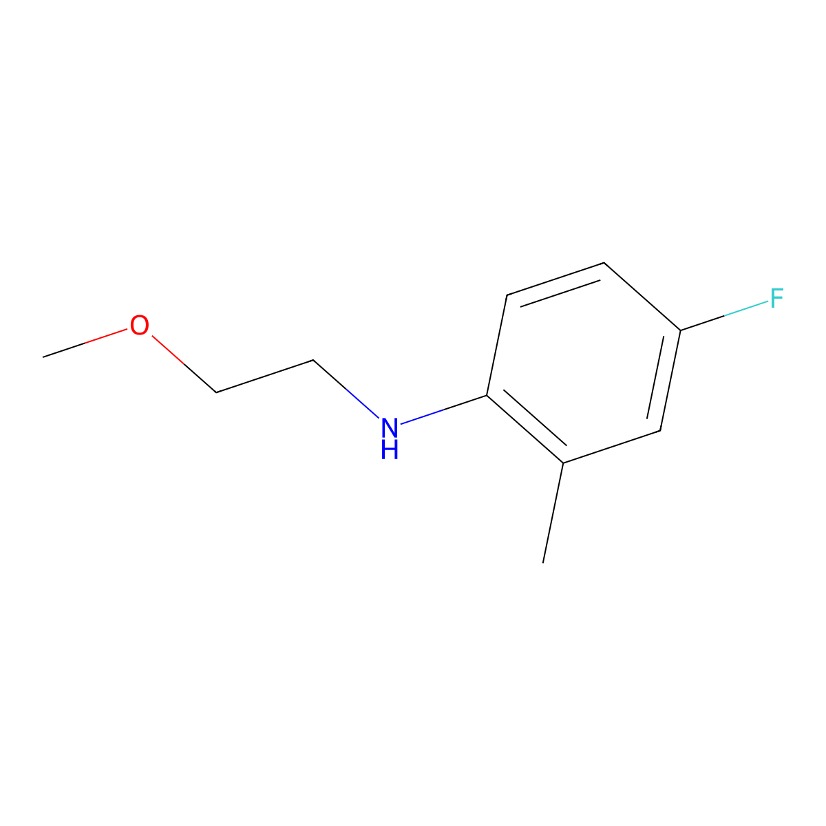 4-fluoro-N-(2-methoxyethyl)-2-methylaniline molecular structure, CAS 1020961-27-6