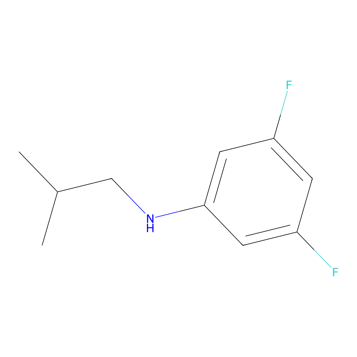 3,5-difluoro-N-(2-methylpropyl)aniline molecular structure, CAS 1020962-86-0