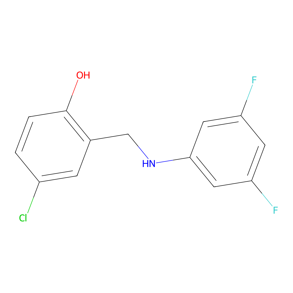 4-Chloro-2-{[(3,5-difluorophenyl)amino]methyl}phenol molecular structure, CAS 1020963-88-5