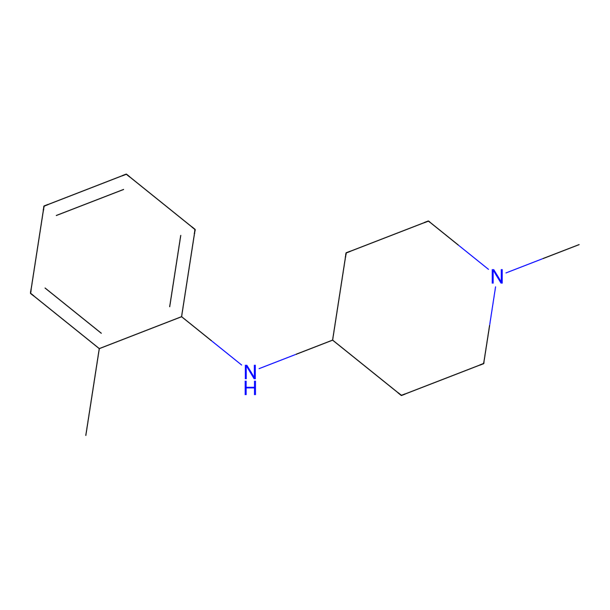 1-methyl-N-(2-methylphenyl)piperidin-4-amine molecular structure, CAS 1020964-10-6