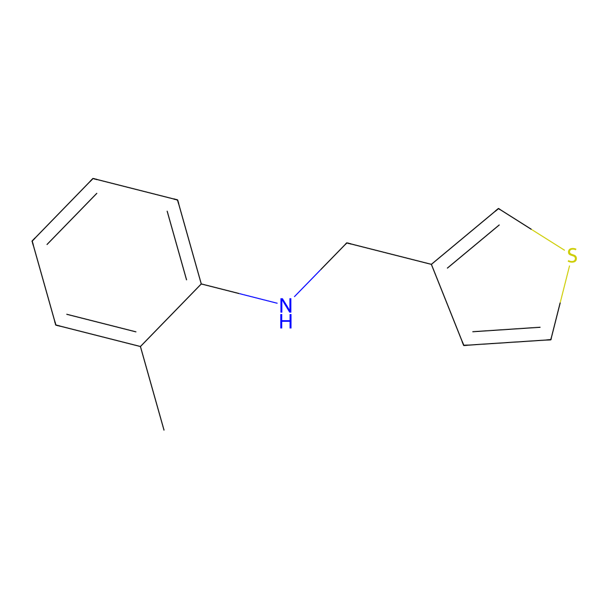 2-methyl-N-(thiophen-3-ylmethyl)aniline molecular structure, CAS 1020964-26-4