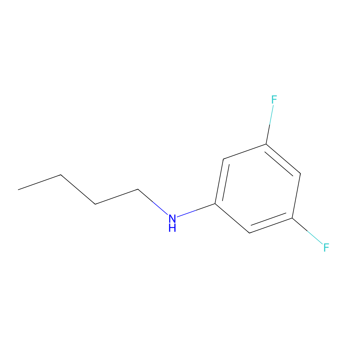 N-butyl-3,5-difluoroaniline molecular structure, CAS 1020964-28-6