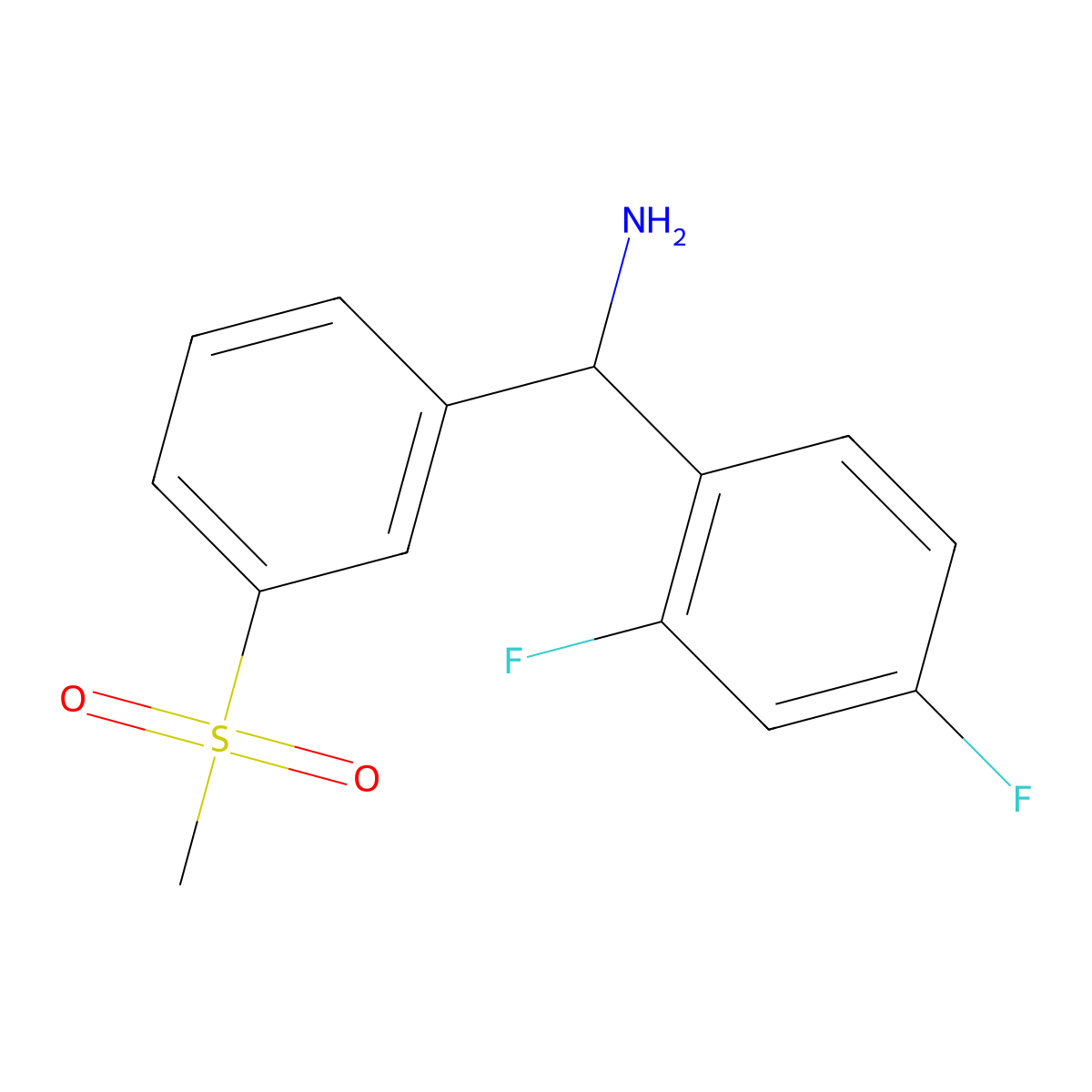 (2,4-Difluorophenyl)(3-methanesulfonylphenyl)methanamine molecular structure, CAS 1020965-67-6