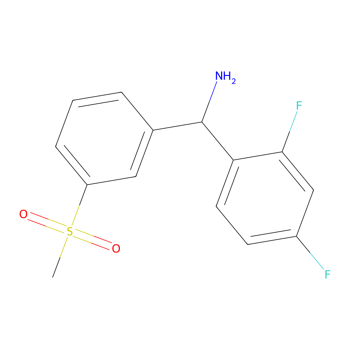 (2,4-Difluorophenyl)(3-methanesulfonylphenyl)methanamine molecular structure, CAS 1020965-67-6