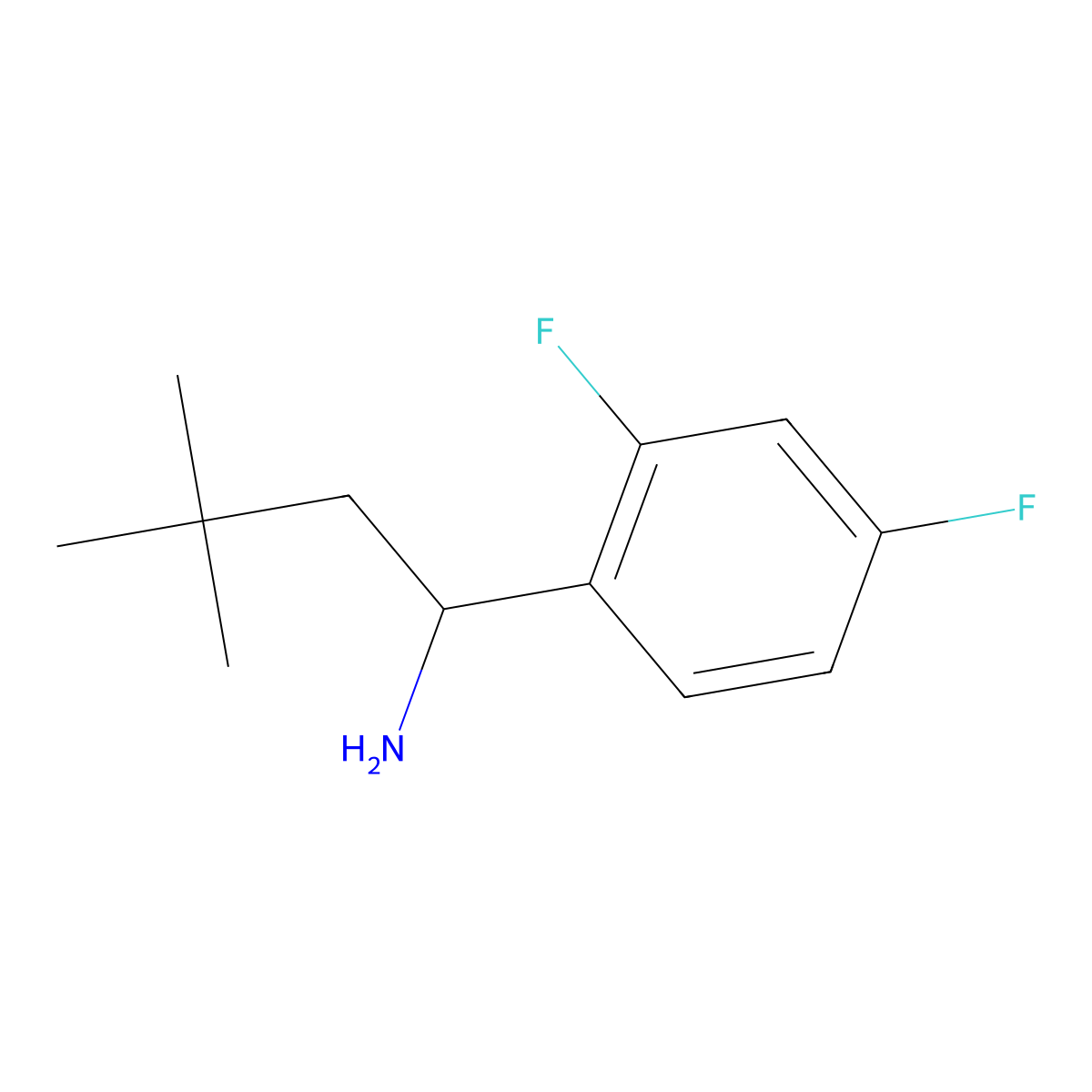 1-(2,4-Difluorophenyl)-3,3-dimethylbutan-1-amine molecular structure, CAS 1020966-23-7