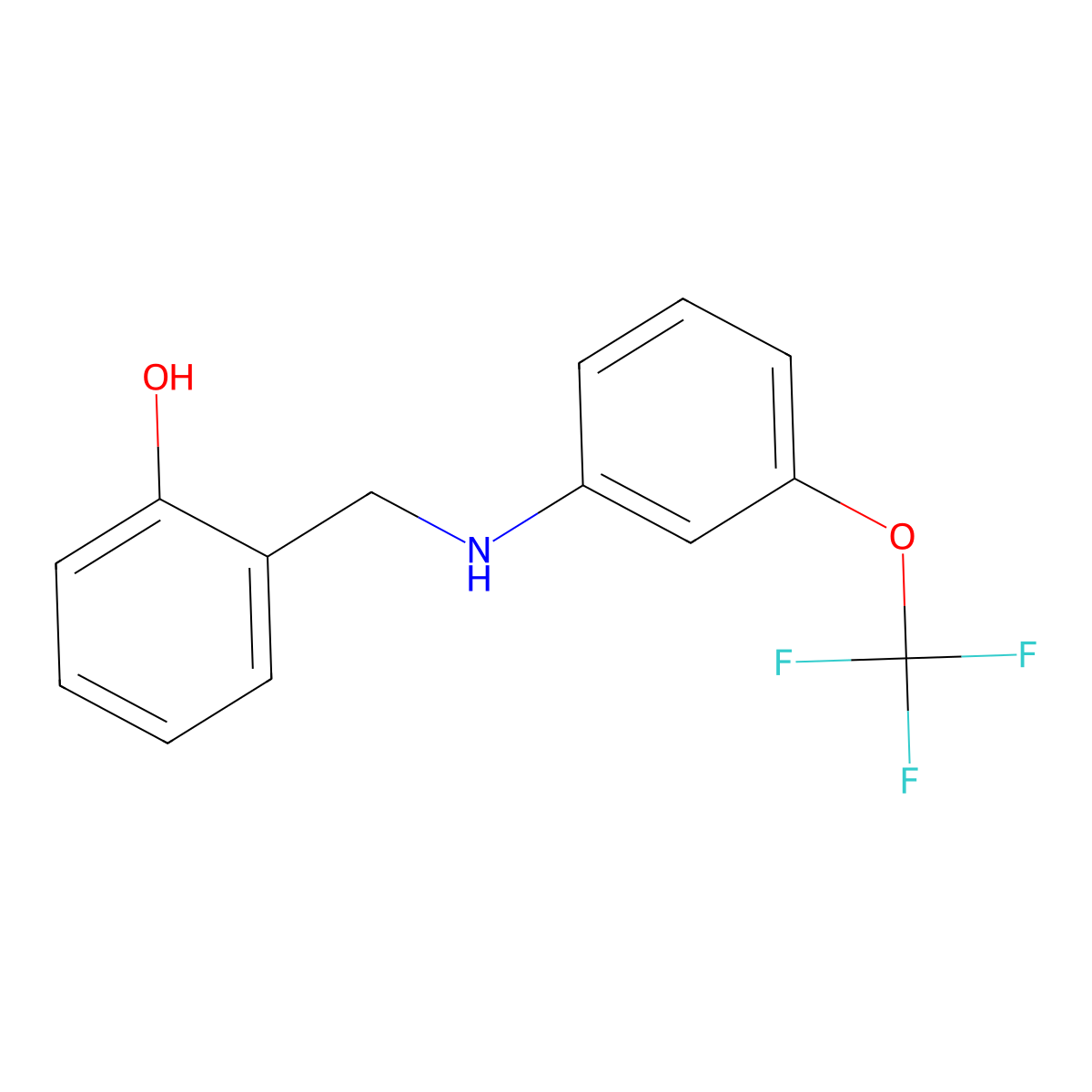 2-(((3-(Trifluoromethoxy)phenyl)amino)methyl)phenol molecular structure, CAS 1020966-41-9