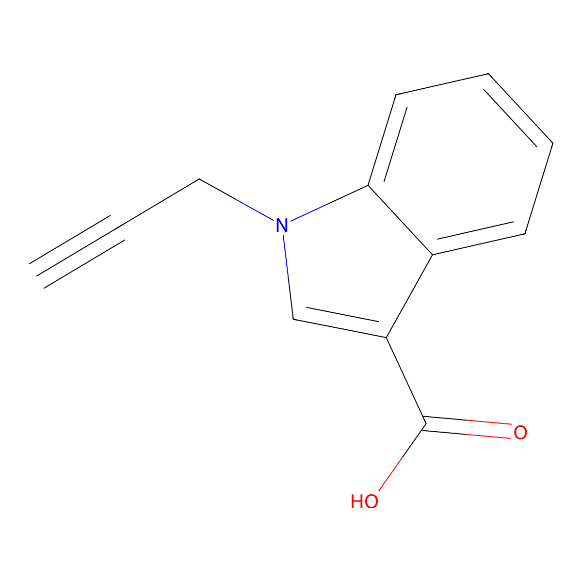 1-(prop-2-yn-1-yl)-1H-indole-3-carboxylicacid molecular structure, CAS 1020966-92-0