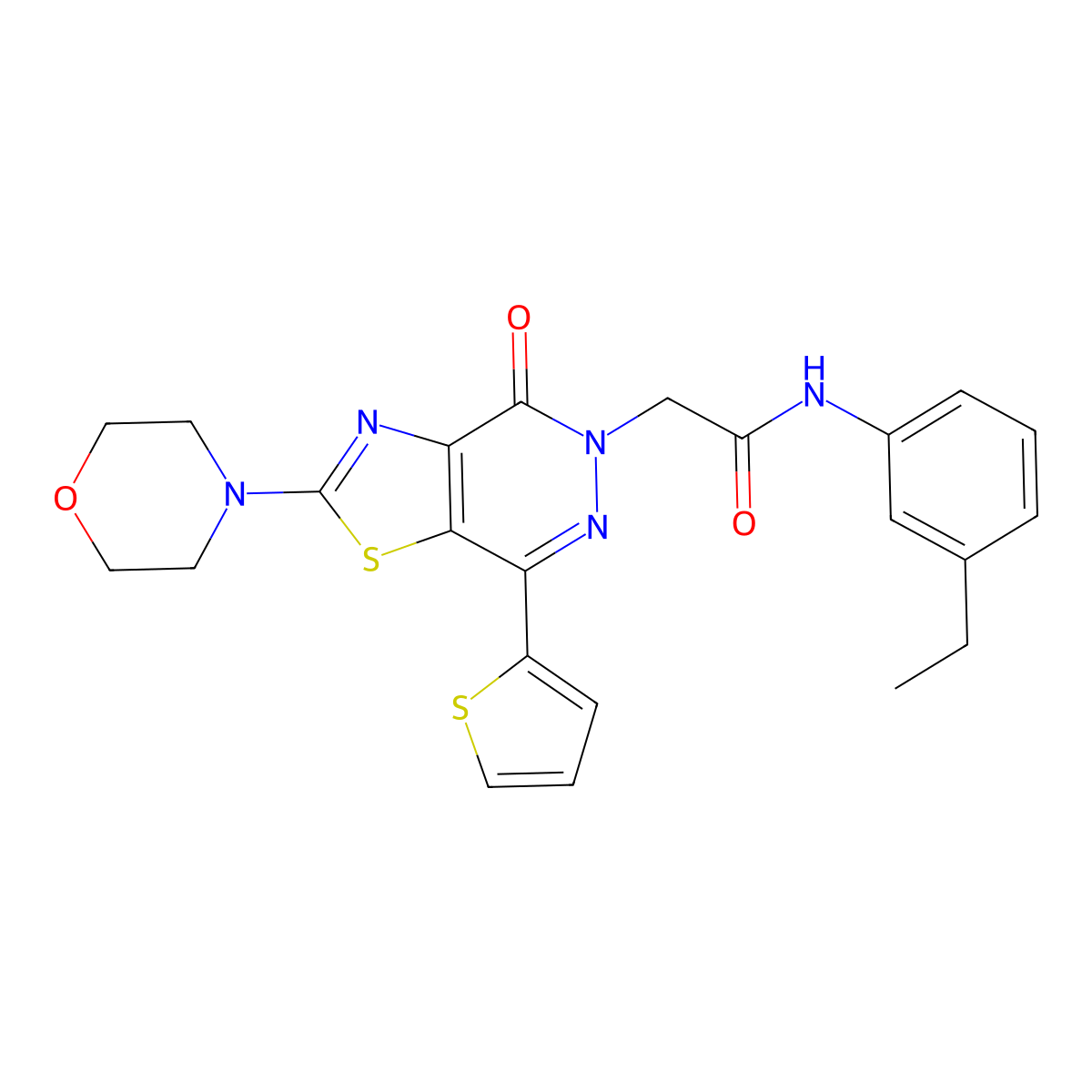 N-(3-ethylphenyl)-2-(2-morpholino-4-oxo-7-(thiophen-2-yl)thiazolo[4,5-d]pyridazin-5(4H)-yl)acetamide molecular structure, CAS 1020967-26-3