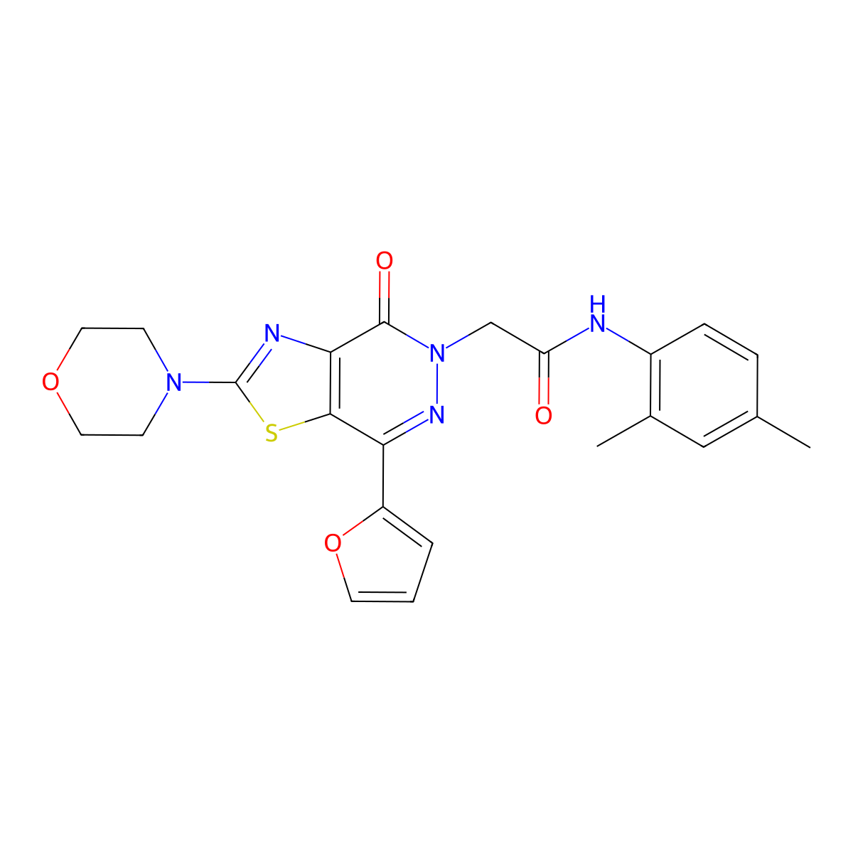 N-(2,4-dimethylphenyl)-2-(7-(furan-2-yl)-2-morpholino-4-oxothiazolo[4,5-d]pyridazin-5(4H)-yl)acetamide molecular structure, CAS 1020967-42-3