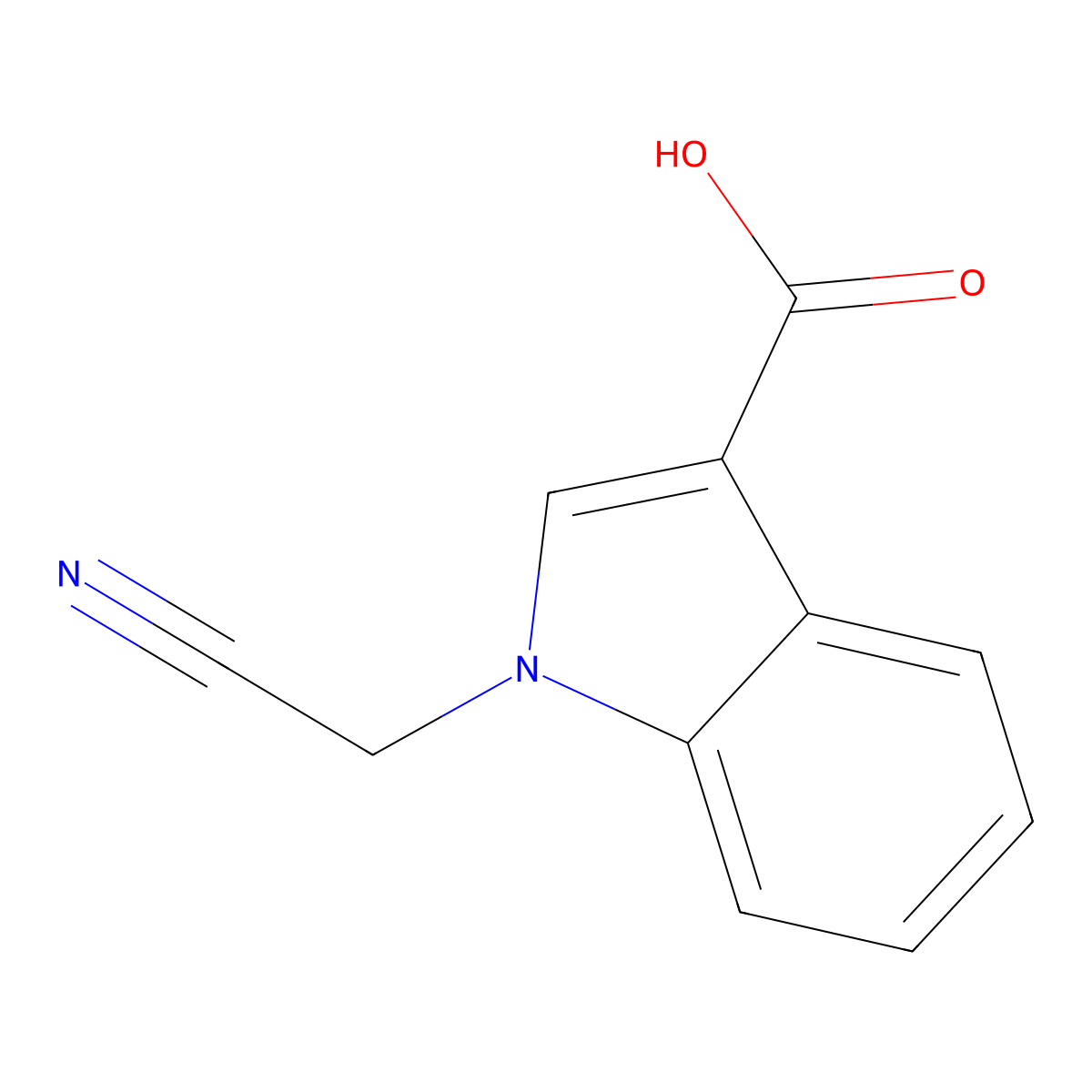 1-(cyanomethyl)-1H-indole-3-carboxylic acid molecular structure, CAS 1020967-45-6