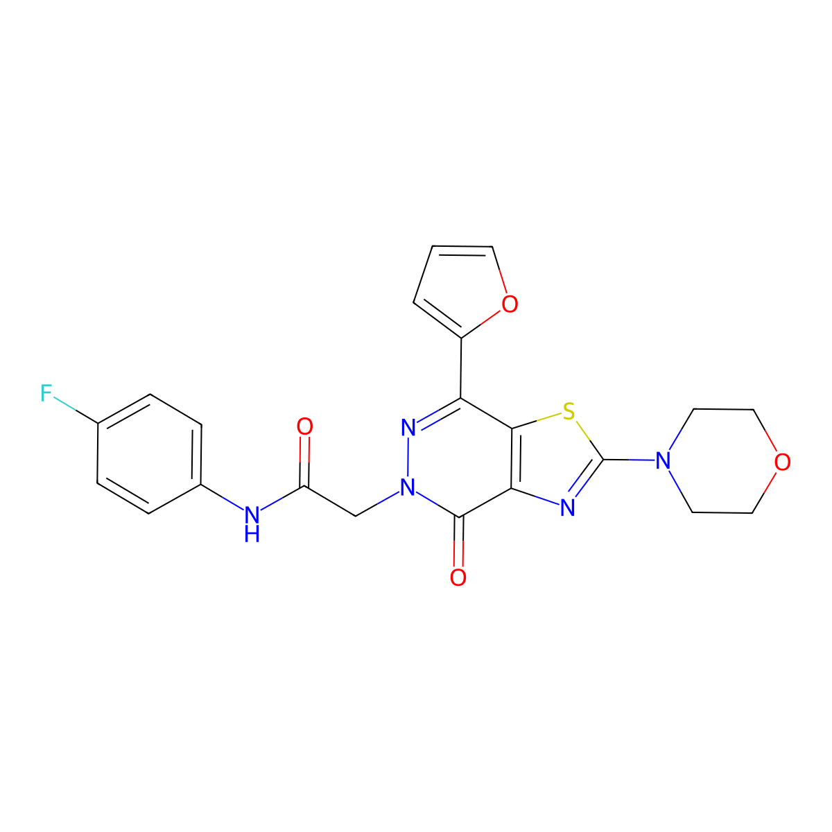 N-(4-fluorophenyl)-2-(7-(furan-2-yl)-2-morpholino-4-oxothiazolo[4,5-d]pyridazin-5(4H)-yl)acetamide molecular structure, CAS 1020967-50-3