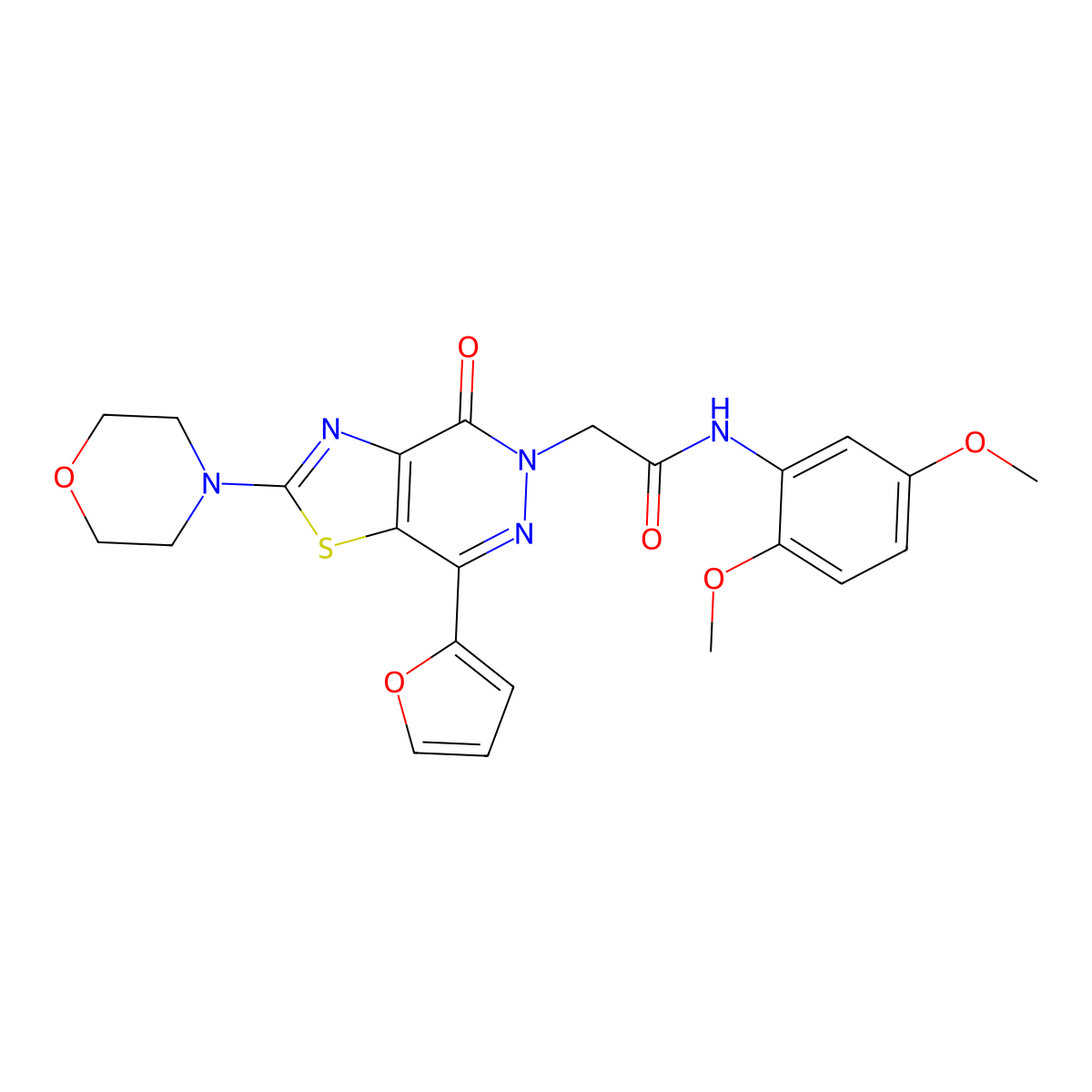 N-(2,5-dimethoxyphenyl)-2-(7-(furan-2-yl)-2-morpholino-4-oxothiazolo[4,5-d]pyridazin-5(4H)-yl)acetamide molecular structure, CAS 1020967-58-1