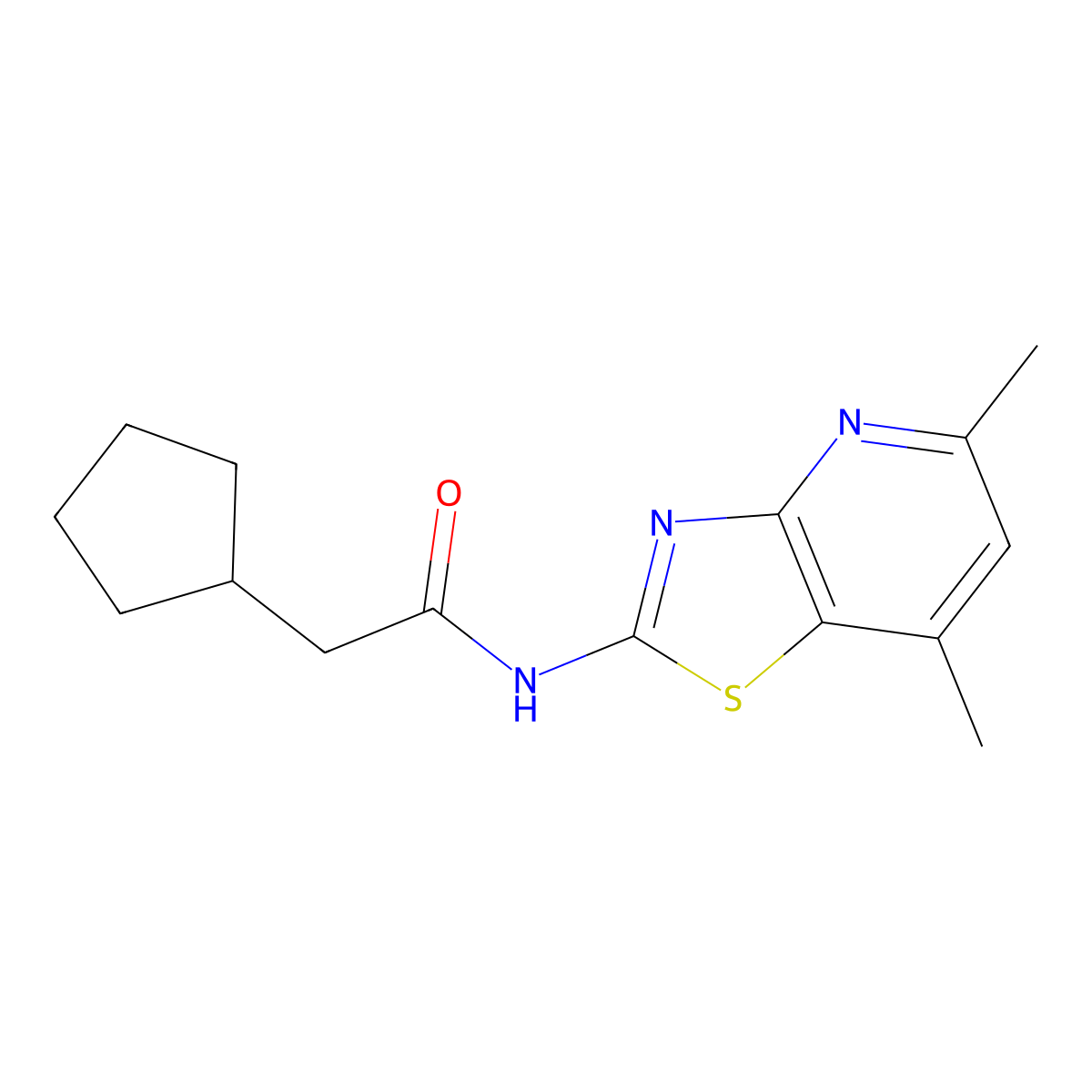 2-cyclopentyl-N-(5,7-dimethylthiazolo[4,5-b]pyridin-2-yl)acetamide molecular structure, CAS 1020967-90-1