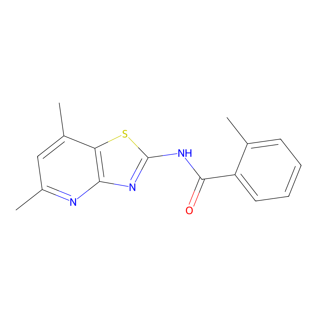 N-(5,7-dimethylthiazolo[4,5-b]pyridin-2-yl)-2-methylbenzamide molecular structure, CAS 1020967-98-9
