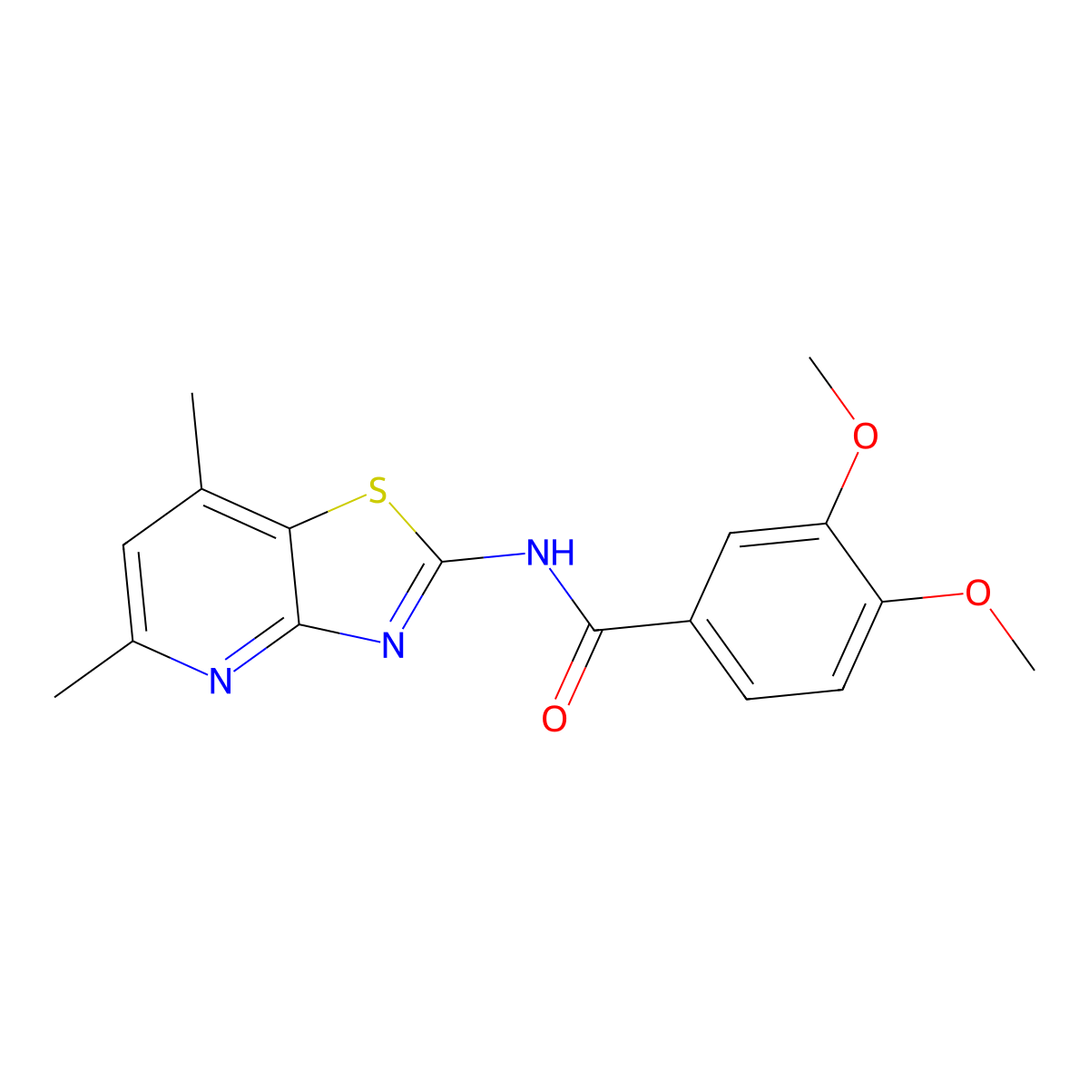 N-(5,7-dimethylthiazolo[4,5-b]pyridin-2-yl)-3,4-dimethoxybenzamide molecular structure, CAS 1020968-06-2
