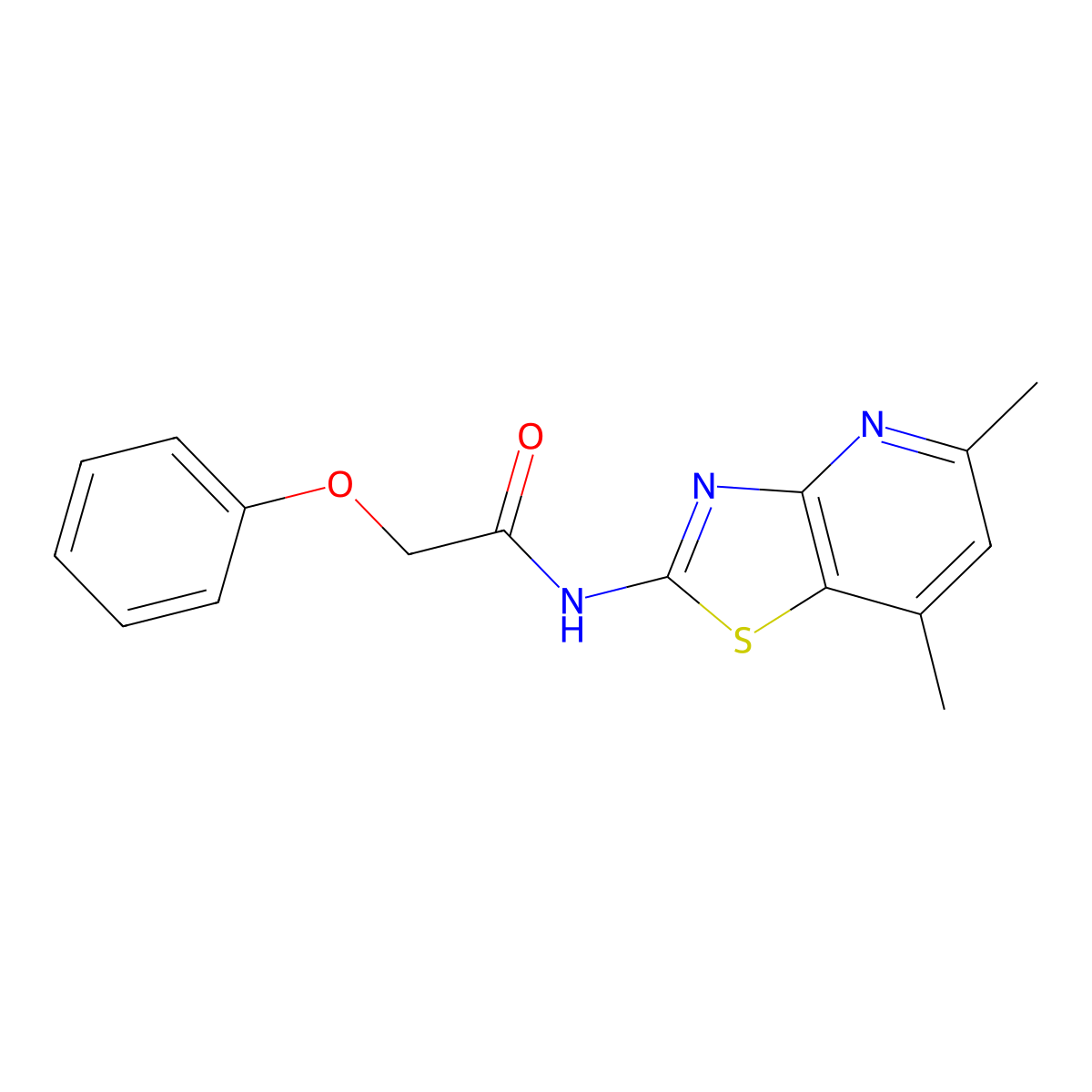 N-(5,7-dimethylthiazolo[4,5-b]pyridin-2-yl)-2-phenoxyacetamide molecular structure, CAS 1020968-14-2