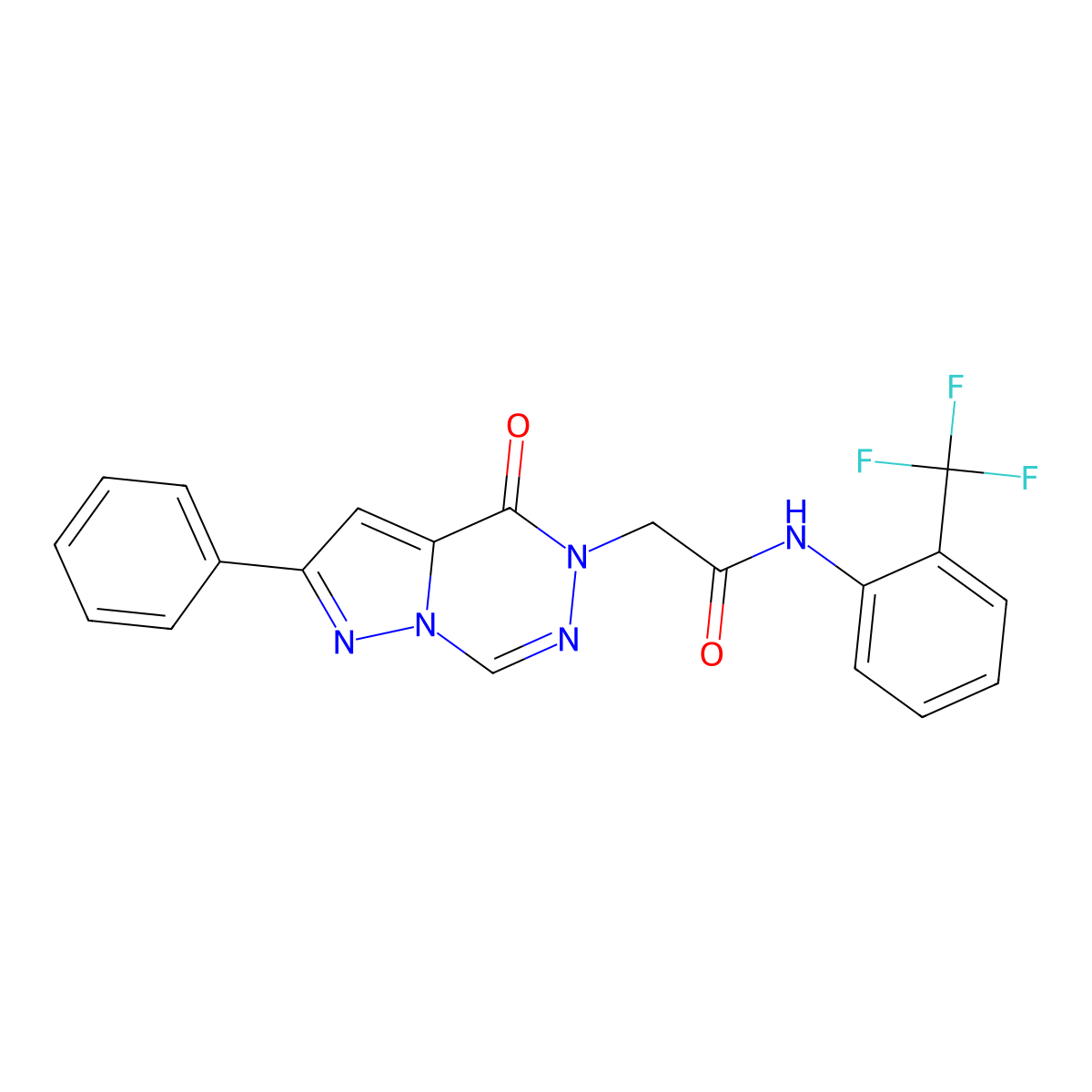 2-(4-oxo-2-phenylpyrazolo[1,5-d][1,2,4]triazin-5(4H)-yl)-N-[2-(trifluoromethyl)phenyl]acetamide molecular structure, CAS 1020968-45-9