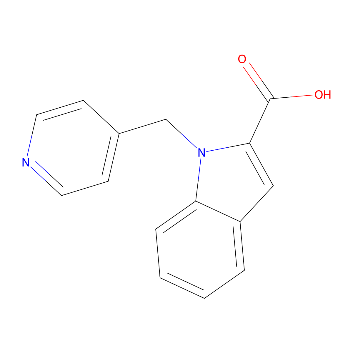 1-[(pyridin-4-yl)methyl]-1H-indole-2-carboxylic acid molecular structure, CAS 1020968-56-2