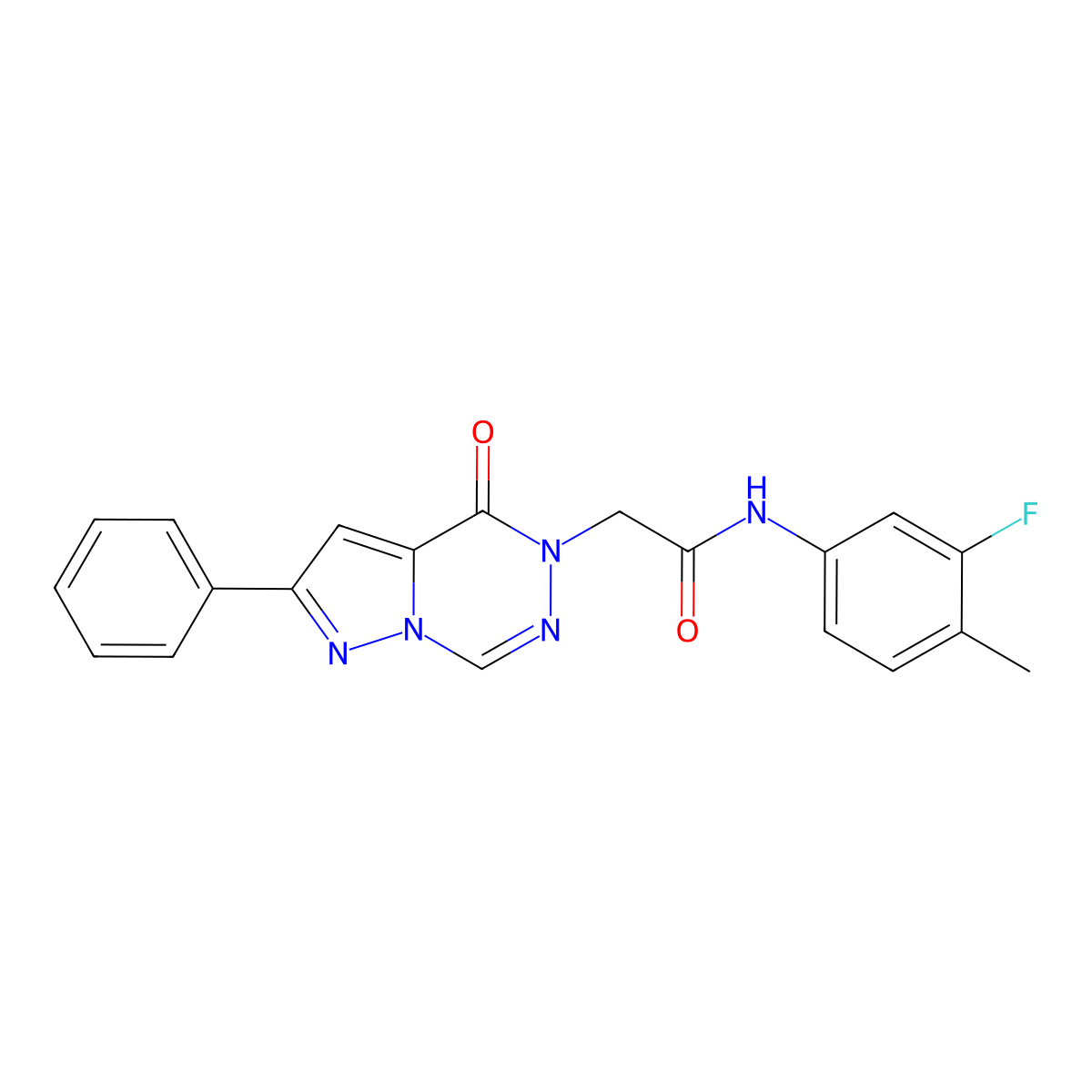 N-(3-fluoro-4-methylphenyl)-2-(4-oxo-2-phenylpyrazolo[1,5-d][1,2,4]triazin-5(4H)-yl)acetamide molecular structure, CAS 1020968-60-8