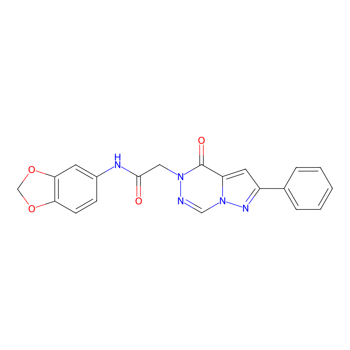 N-(1,3-benzodioxol-5-yl)-2-(4-oxo-2-phenylpyrazolo[1,5-d][1,2,4]triazin-5(4H)-yl)acetamide molecular structure, CAS 1020968-68-6