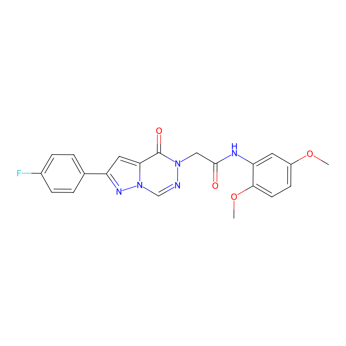 N-(2,5-dimethoxyphenyl)-2-(8-(4-fluorophenyl)-(oxo)pyrazolo[1,5-d][1,2,4]triazin-1-yl)acetamide molecular structure, CAS 1020968-84-6
