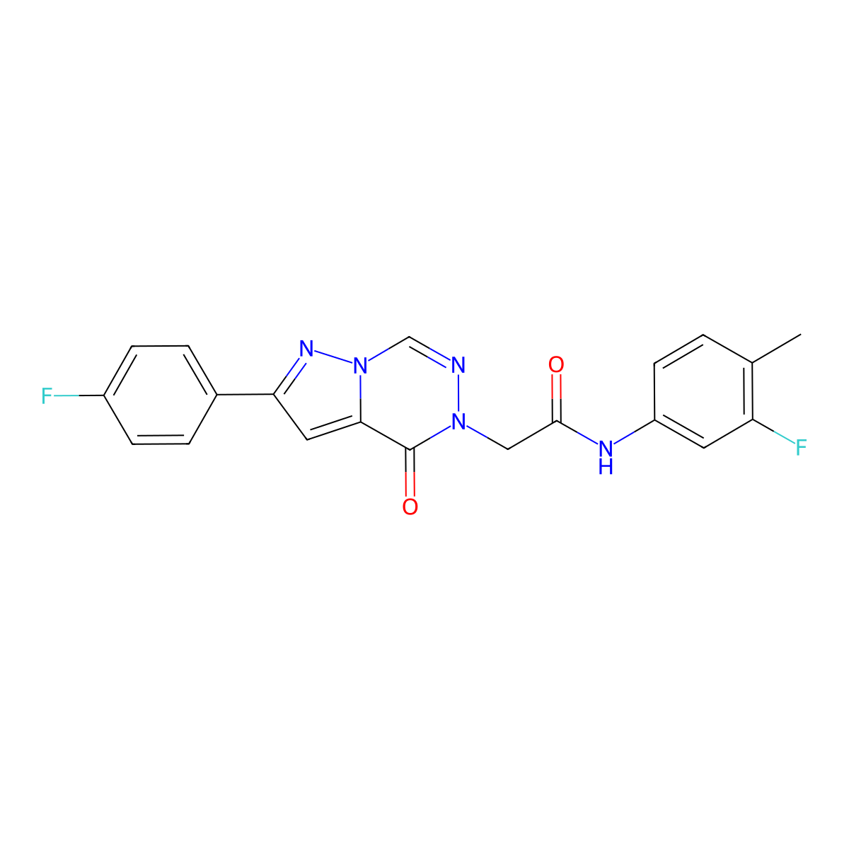 N-(3-fluoro-4-methylphenyl)-2-[2-(4-fluorophenyl)-4-oxopyrazolo[1,5-d][1,2,4]triazin-5(4H)-yl]acetamide molecular structure, CAS 1020968-92-6