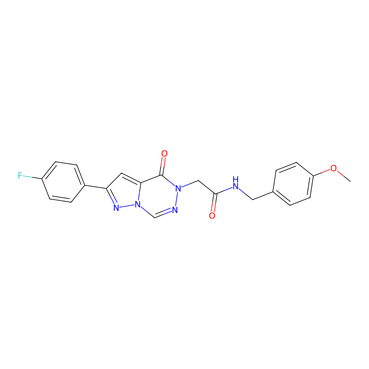 2-(8-(4-fluorophenyl)-(oxo)pyrazolo[1,5-d][1,2,4]triazin-1-yl)-N-(4-methoxybenzyl)acetamide molecular structure, CAS 1020969-00-9
