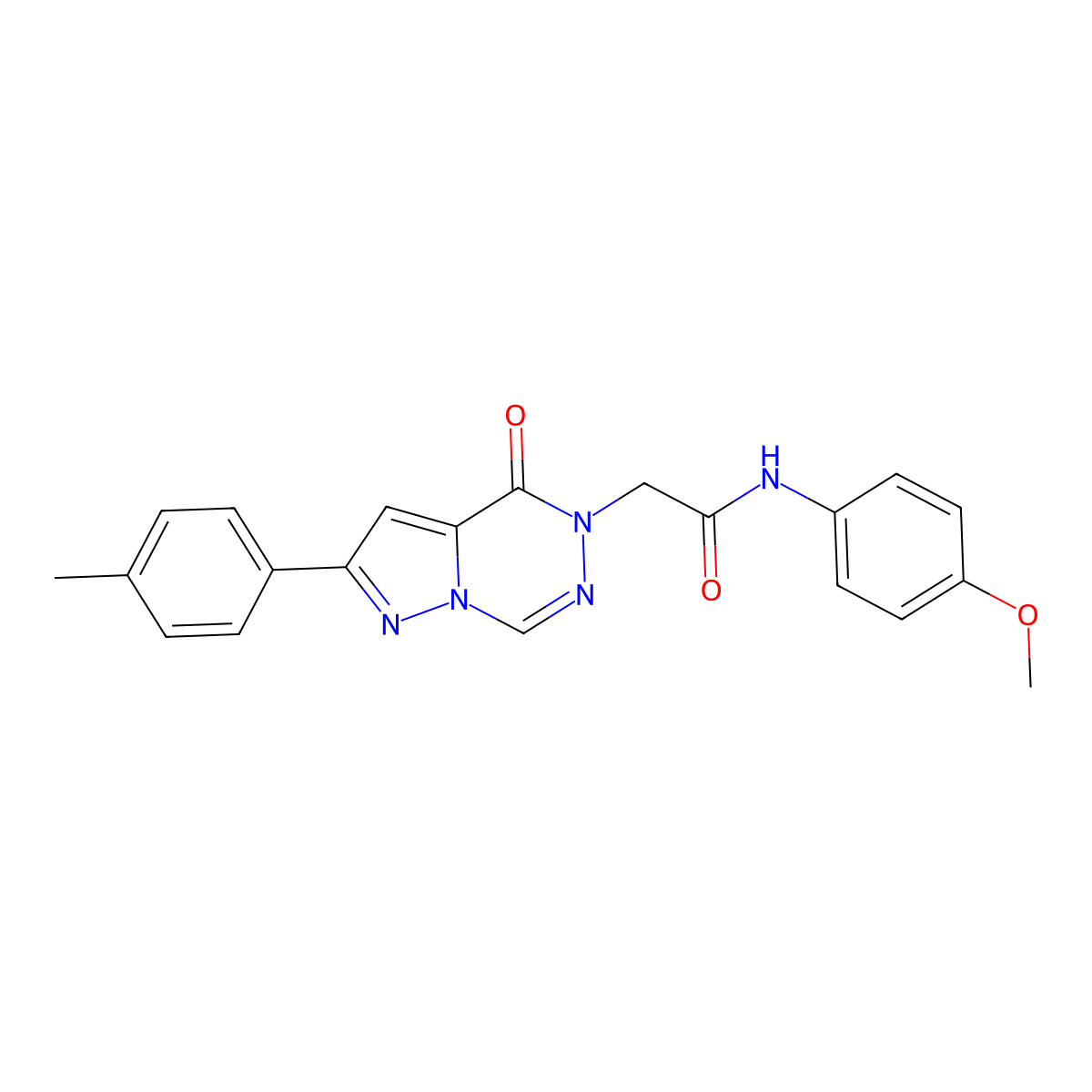 N-(4-methoxyphenyl)-2-(oxo-8-(p-tolyl)pyrazolo[1,5-d][1,2,4]triazin-1-yl)acetamide molecular structure, CAS 1020969-08-7