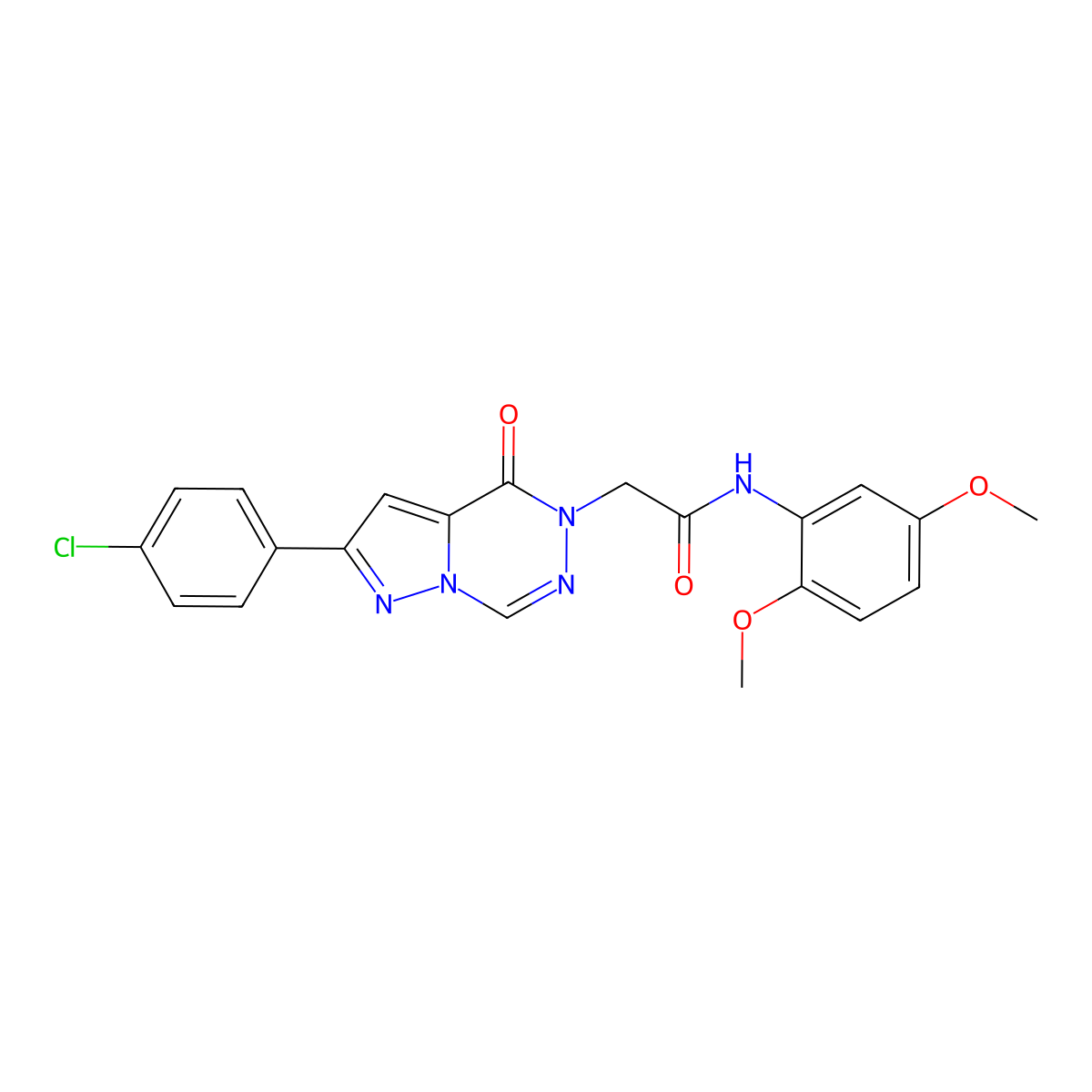 2-(8-(4-chlorophenyl)-(oxo)pyrazolo[1,5-d][1,2,4]triazin-1-yl)-N-(2,5-dimethoxyphenyl)acetamide molecular structure, CAS 1020969-24-7
