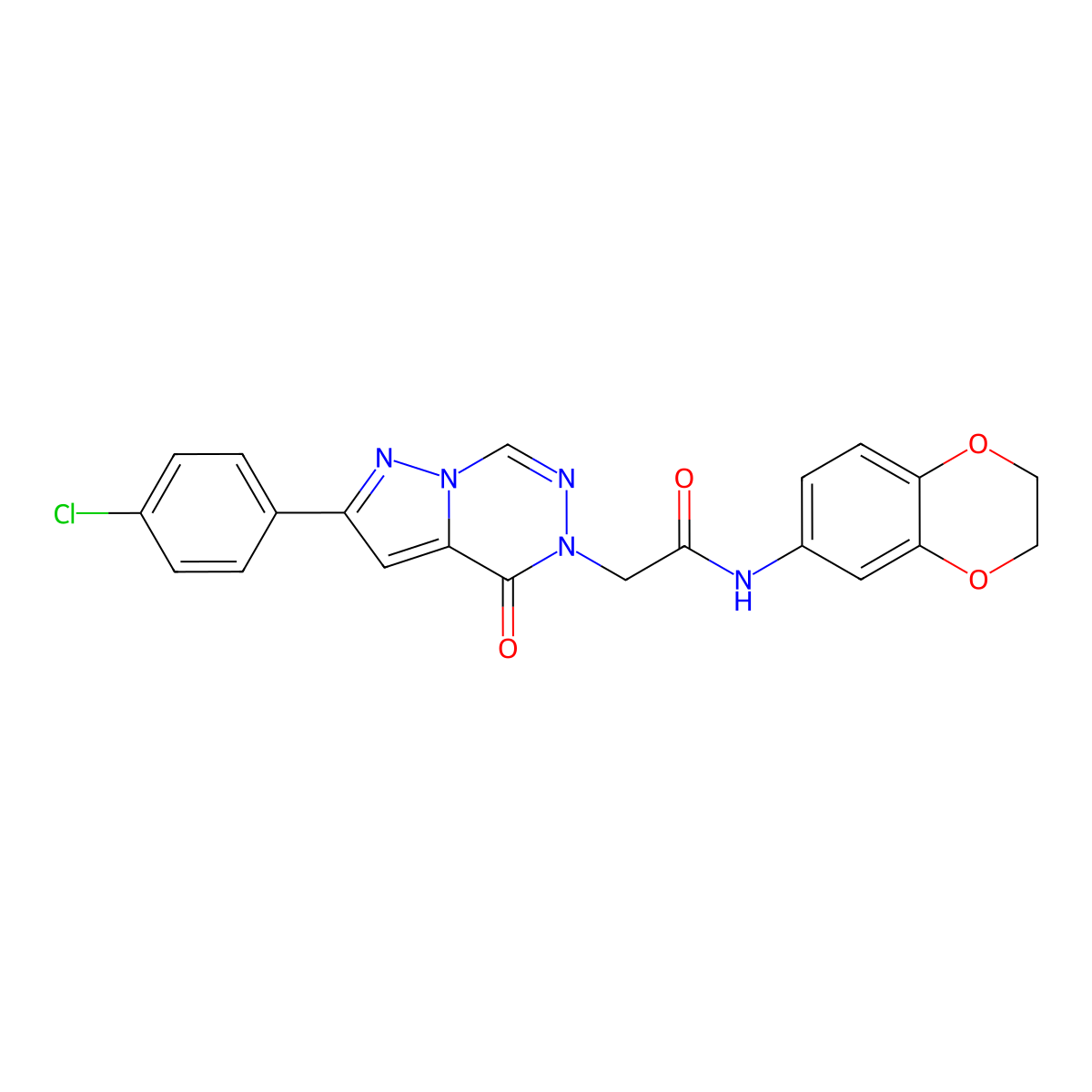 2-[2-(4-chlorophenyl)-4-oxopyrazolo[1,5-d][1,2,4]triazin-5(4H)-yl]-N-(2,3-dihydro-1,4-benzodioxin-6-yl)acetamide molecular structure, CAS 1020969-32-7