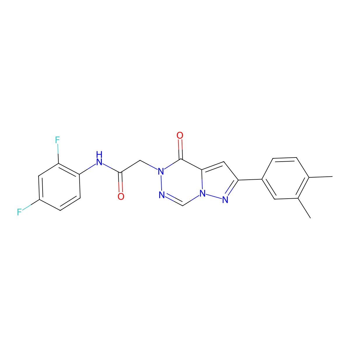 N-(2,4-difluorophenyl)-2-[2-(3,4-dimethylphenyl)-4-oxopyrazolo[1,5-d][1,2,4]triazin-5(4H)-yl]acetamide molecular structure, CAS 1020969-54-3