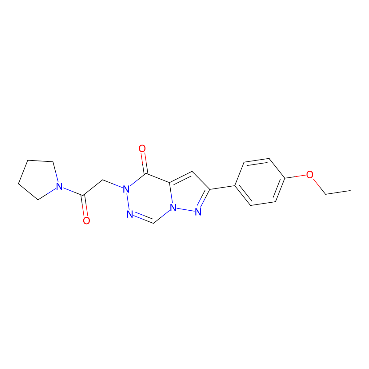 2-(4-ethoxyphenyl)-5-[2-oxo-2-(pyrrolidin-1-yl)ethyl]pyrazolo[1,5-d][1,2,4]triazin-4(5H)-one molecular structure, CAS 1020969-70-3